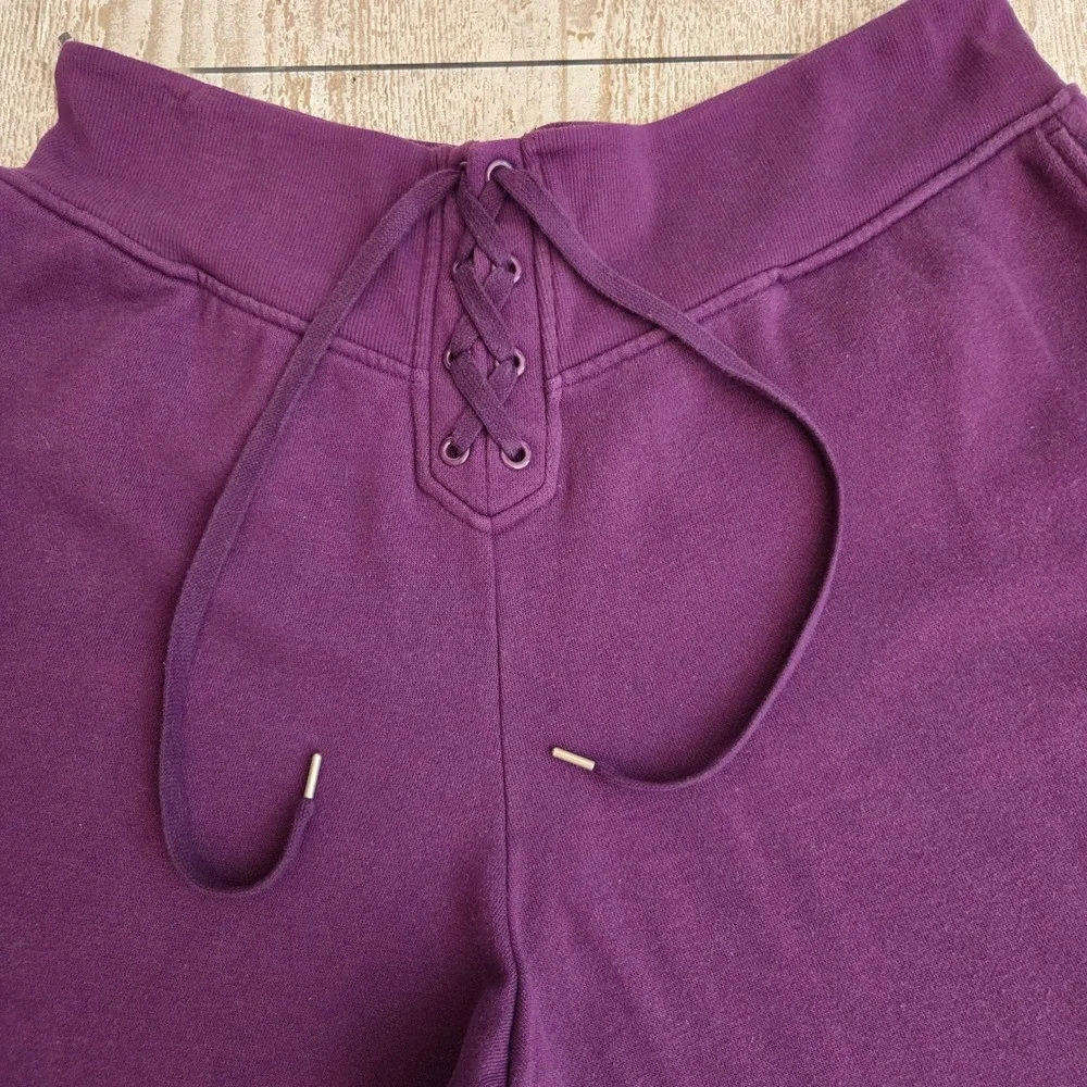 Victorias Secret Purple Lace Up Front Fleece Jogger Sweatpants XXL Athleisure
